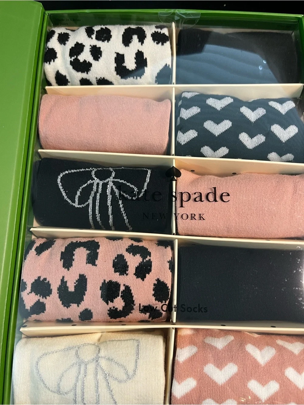 kate spade Women's Low Cut Sock Gift Set - Pink, Black, Cream, Grey - 10 pairs.